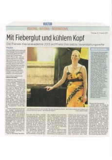 Presse Uta Weyand 23.8.2013: Mit Fieberglut und kühlem Kopf