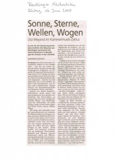 Presse Uta Weyand 12.6.2009: Sonne, Sterne, Wellen, Wogen
