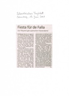 Presse Uta Weyand 13.6.2009: Fiesta für de Falla