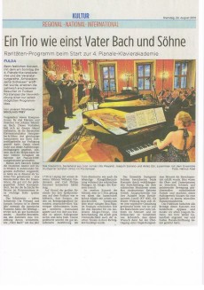 Presse Uta Weyand 24.8.2010: Ein Trio wie einst Vater Bach und Söhne