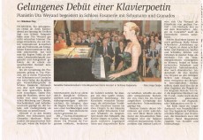 Presse Uta Weyand 4.9.2006: Gelungenes Debüt einer Klavierpoetin